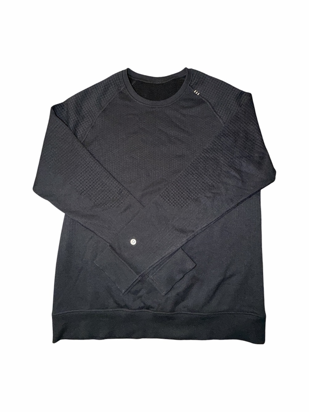 Lululemon Black Waffle Knit Crewneck Sweatshirt No Size Tag